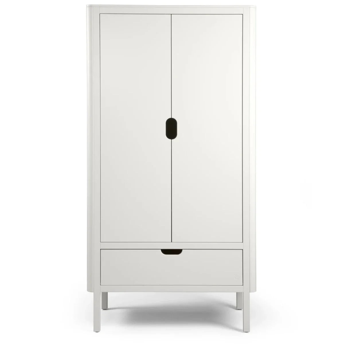 Armoire enfant blanche double porte avec étagères réglables et tiroir