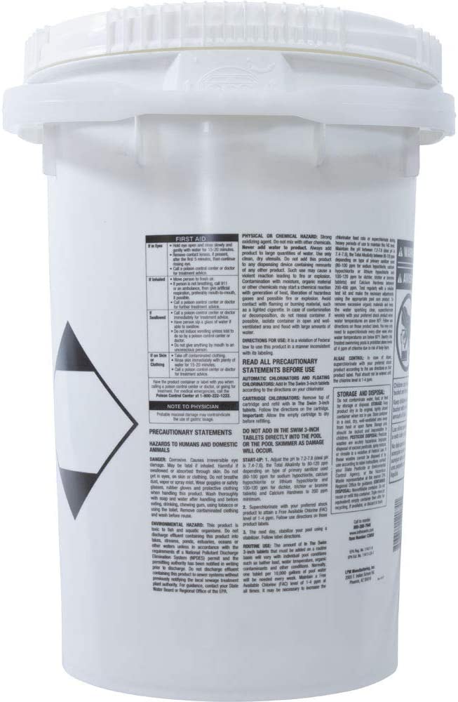 In The Swim 3-Inch Chlorine Tablets for Pools, 55 lb Stabilized Trichlor Chlorine Tabs, 90% Available Chlorine