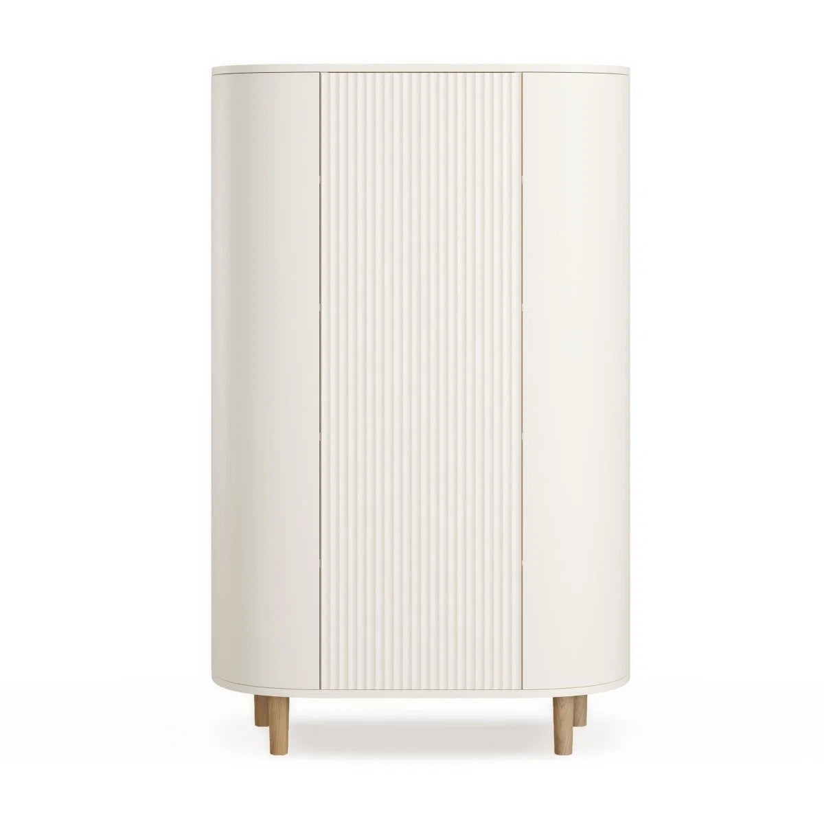 Grande armoire enfant crème avec 12 étagères et penderie