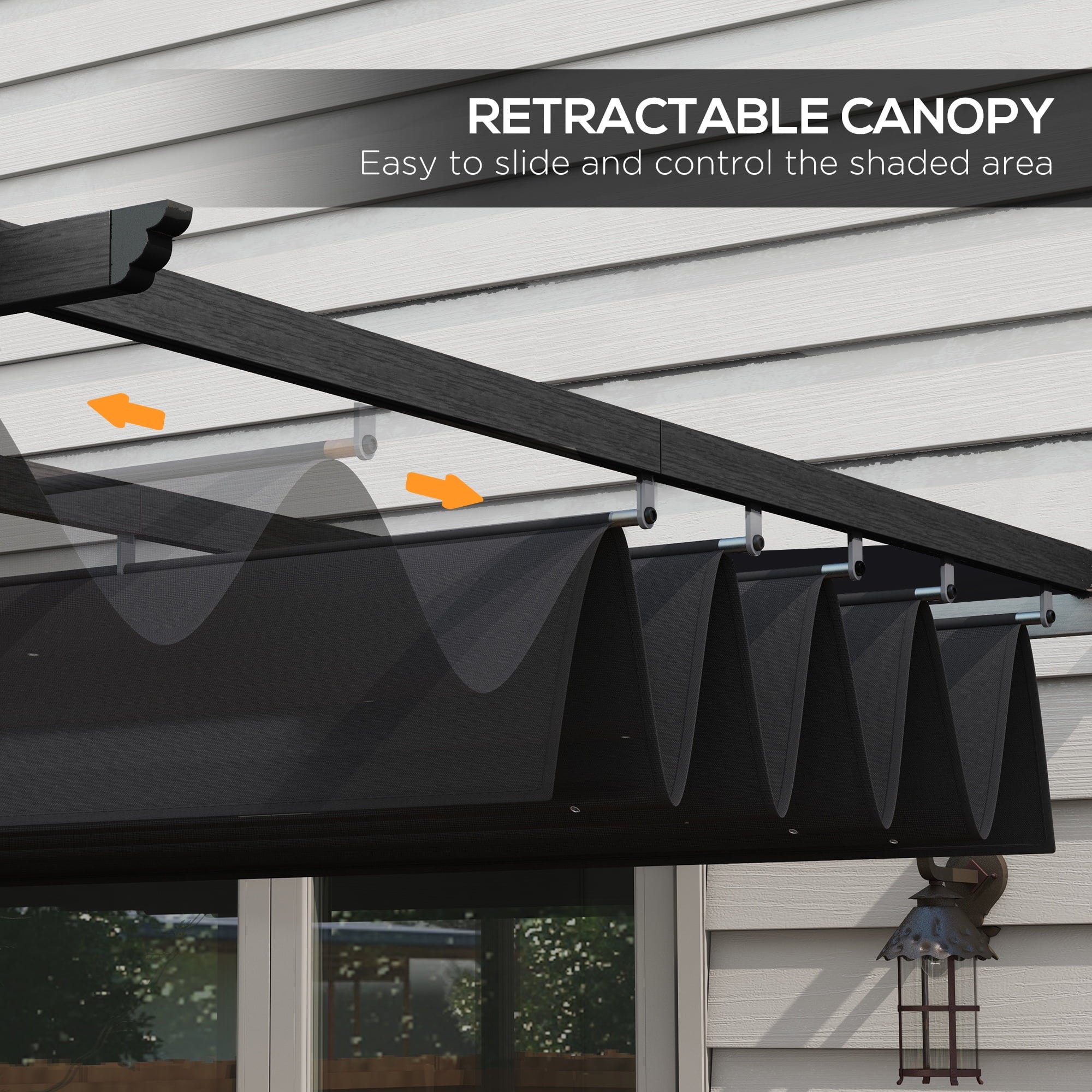 Outsunny 10' x 10' x 88.25" Cream White Aluminum Pergola, Retractable Canopy and Water-Resistant