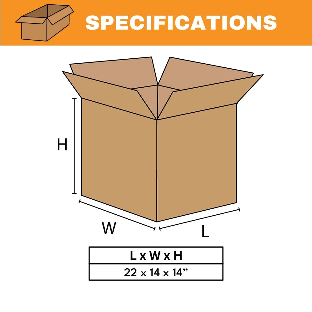 SSBM 22" x 14" x 14" ECT-32 Kraft Corrugated Shipping Boxes 20/Case