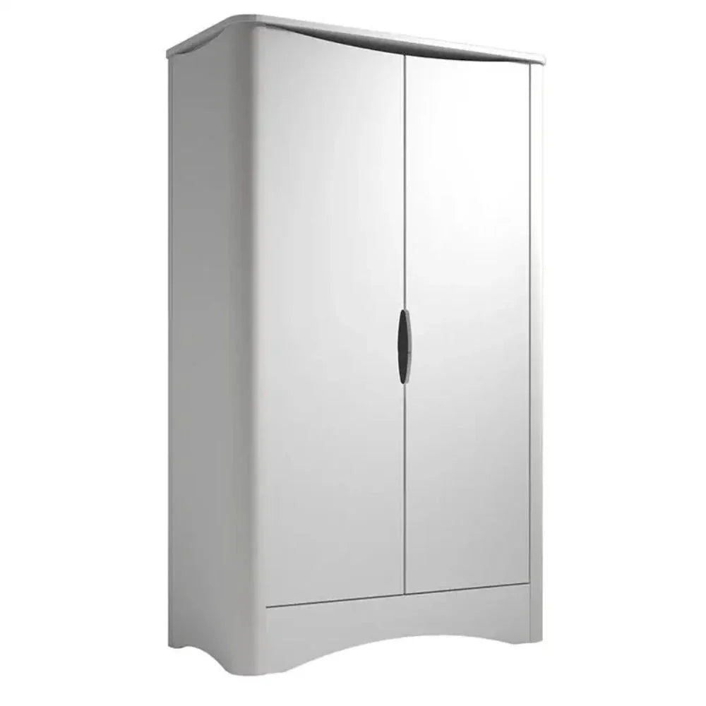 Armoire enfant blanche 2 portes avec 4 étagères réglables et penderie