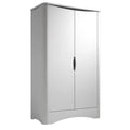 Armoire enfant blanche 2 portes avec 4 étagères réglables et penderie