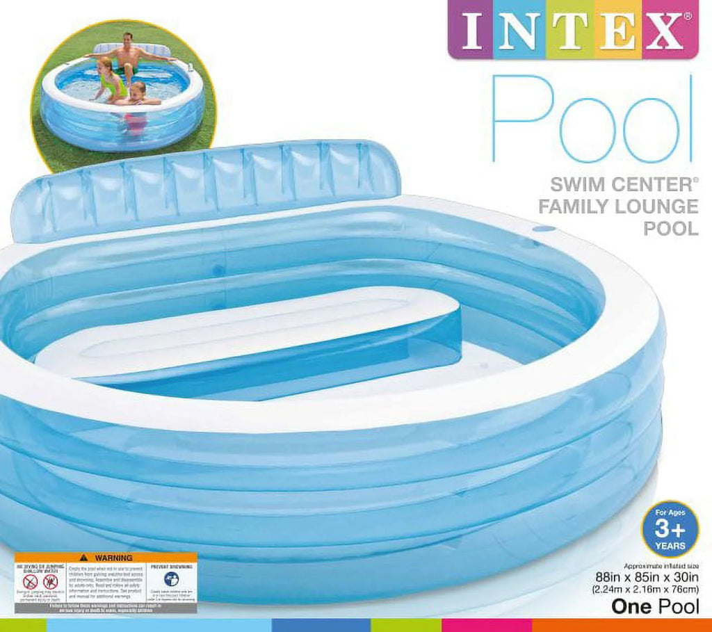 Intex Swim Center Inflatable Family Lounge Pool, 88" X 85" X 30", for Ages 3+
