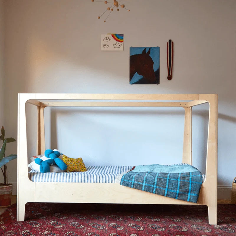 Lit mezzanine enfant 90x200 cm en bouleau avec échelle inclinée