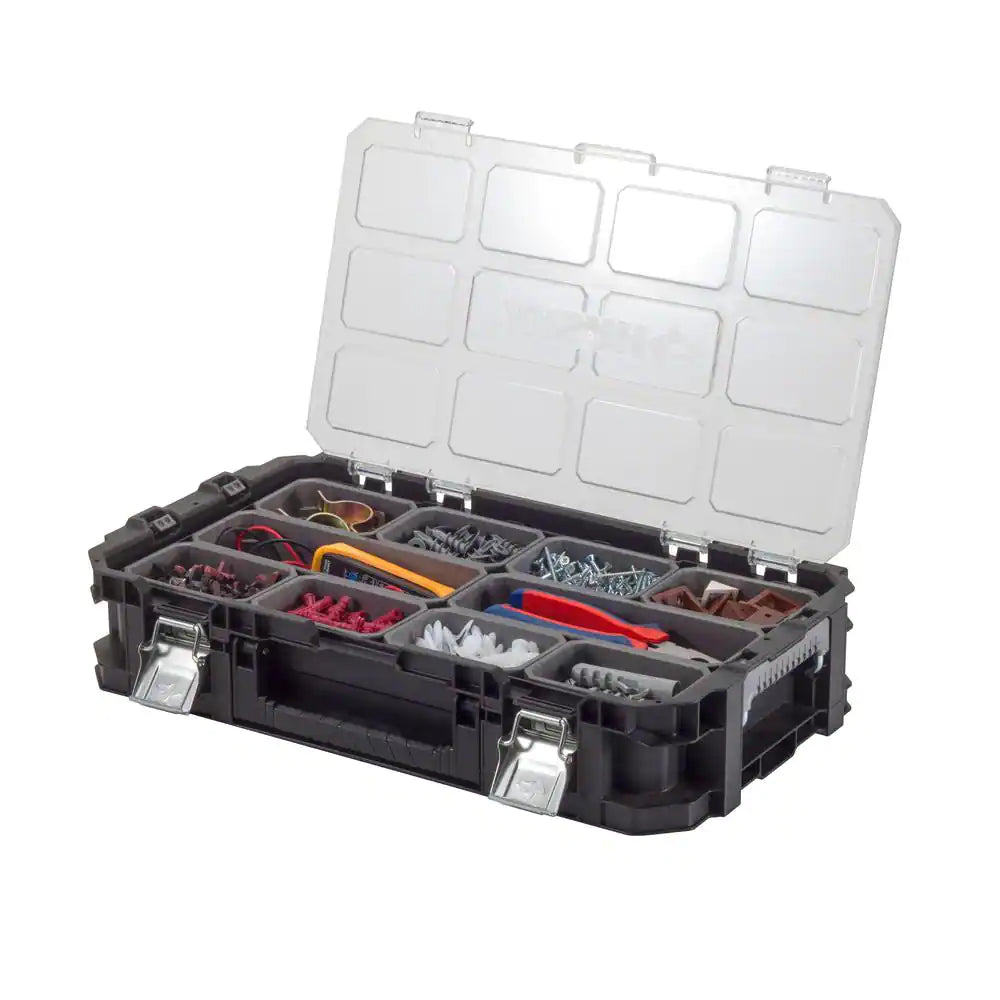 22-Inch Modular Rolling Tool Box System - 3-Piece Mobile Tool Cart with Toolbox & 12-Bin Organizer