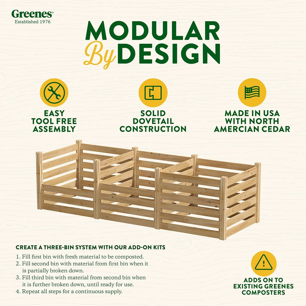 Greenes Fence Cedar Wood Composter Add-On Kit 36" x 36" x 31", 173.92 gal