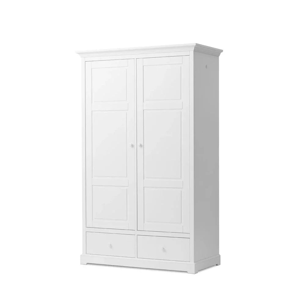 Armoire 2 portes avec penderie, tiroirs et étagères réglables