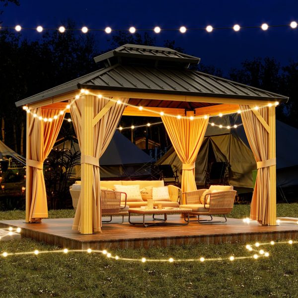Aluminum Outdoor Gazebo - Garden Patio Canopy with Secure Anchoring