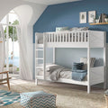 Lit superposé enfant blanc 90x200 cm SCOTT en pin massif avec sommier inclus