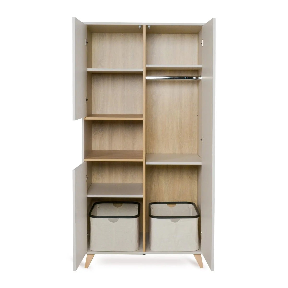 Armoire enfant argile 3 portes avec penderies et étagères réglables