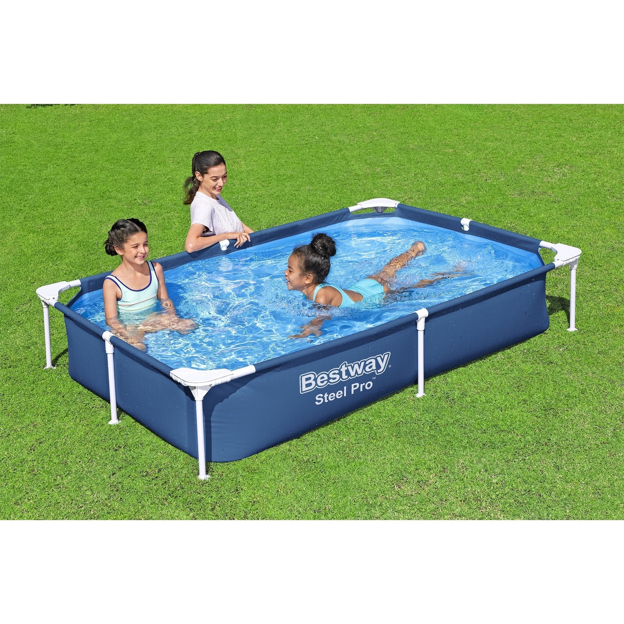 Bestway Steel Pro 87" x 59" x 17" Rectangular Above Ground Swimming Pool