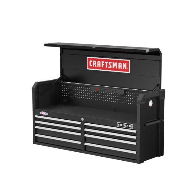 CRAFTSMAN 52-Inch 8-Drawer Steel Tool Chest with Power Strip, Pegboard Storage & Soft-Close Drawers