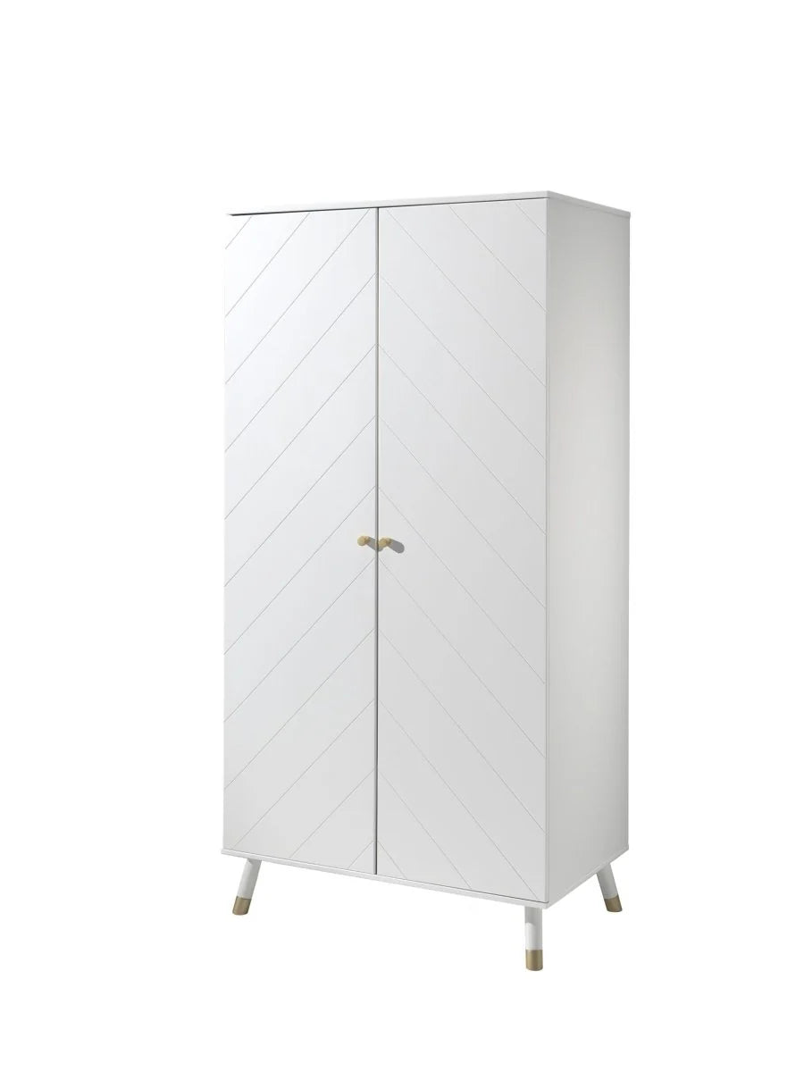 Armoire enfant blanche 2 portes avec étagères et tringle à vêtements
