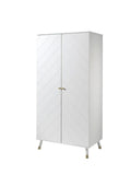Armoire enfant blanche 2 portes avec étagères et tringle à vêtements