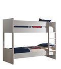 Lit superposé enfant blanc 90x200 cm en MDF et pin massif avec sommier inclus