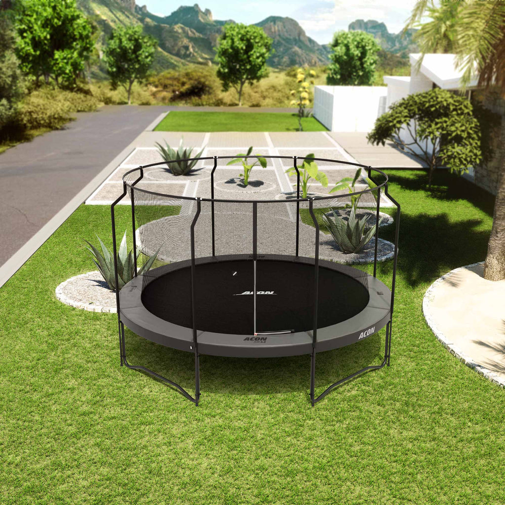 ACON Air Round Trampoline with Premium Net and Ladder, Black, 14.00" x 14.00" x 9.20"