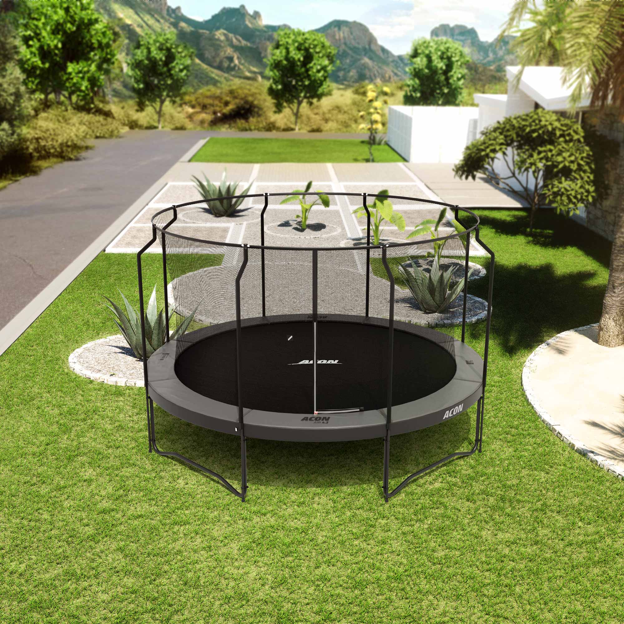 ACON Air Round Trampoline with Premium Net and Ladder, Black, 14.00" x 14.00" x 9.20"