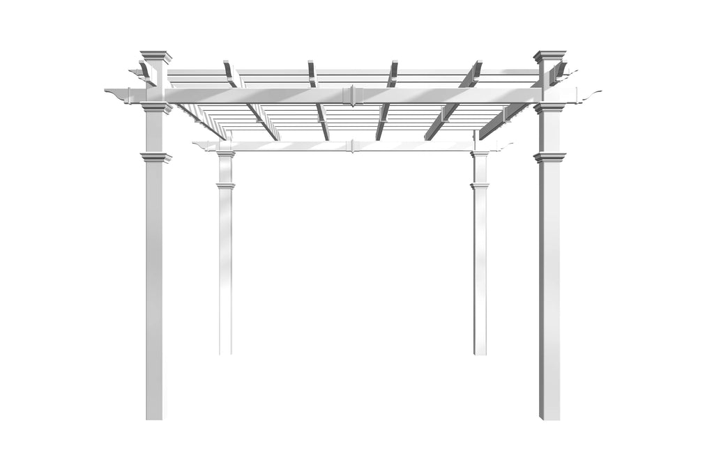 Vita 120"L x 120"W x 108"H Vinyl Venetian Pergola, White, VA42022