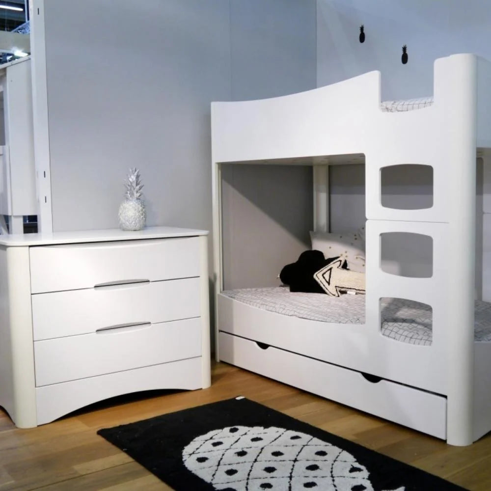 Lit superposé enfant 90x190 cm bouleau et aluminium avec échelle réversible