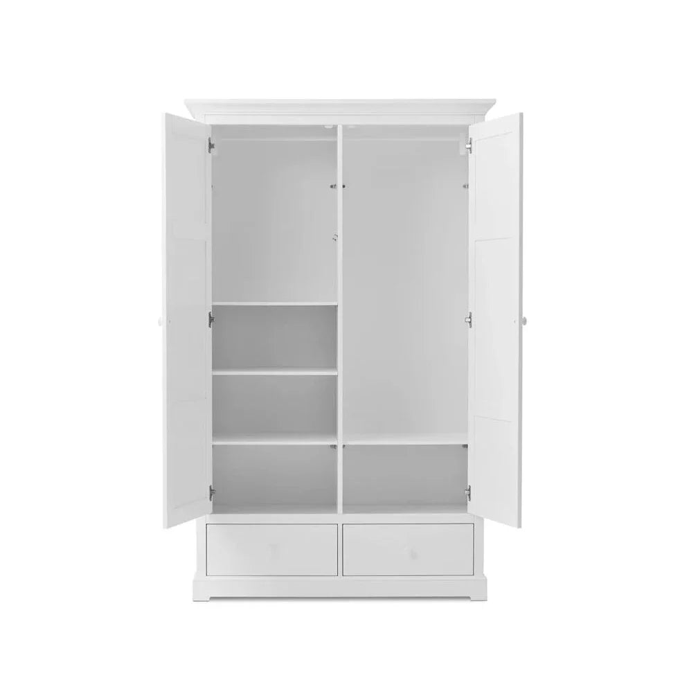 Armoire 2 portes avec penderie, tiroirs et étagères réglables