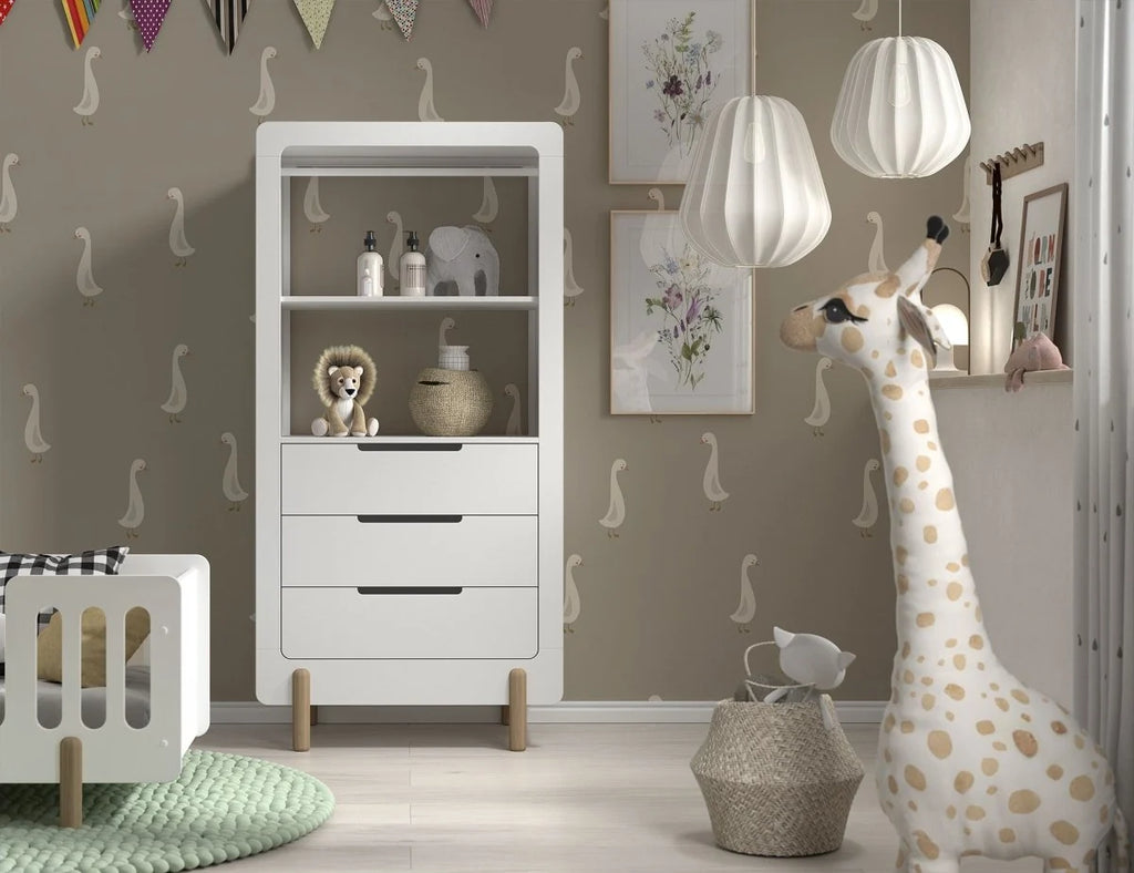 Armoire enfant blanche avec tiroirs soft-close et penderie