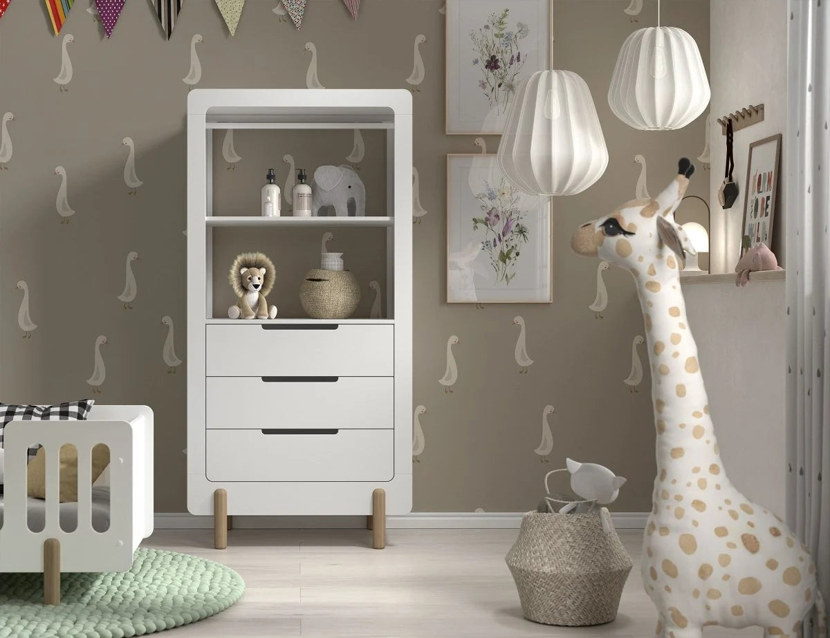 Armoire enfant blanche avec tiroirs soft-close et penderie