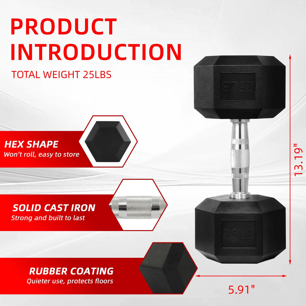 BalanceFrom Non Slip Grip Rubber Hex Dumbbell Set, 5.00 x 12.00 x 5.00 in
