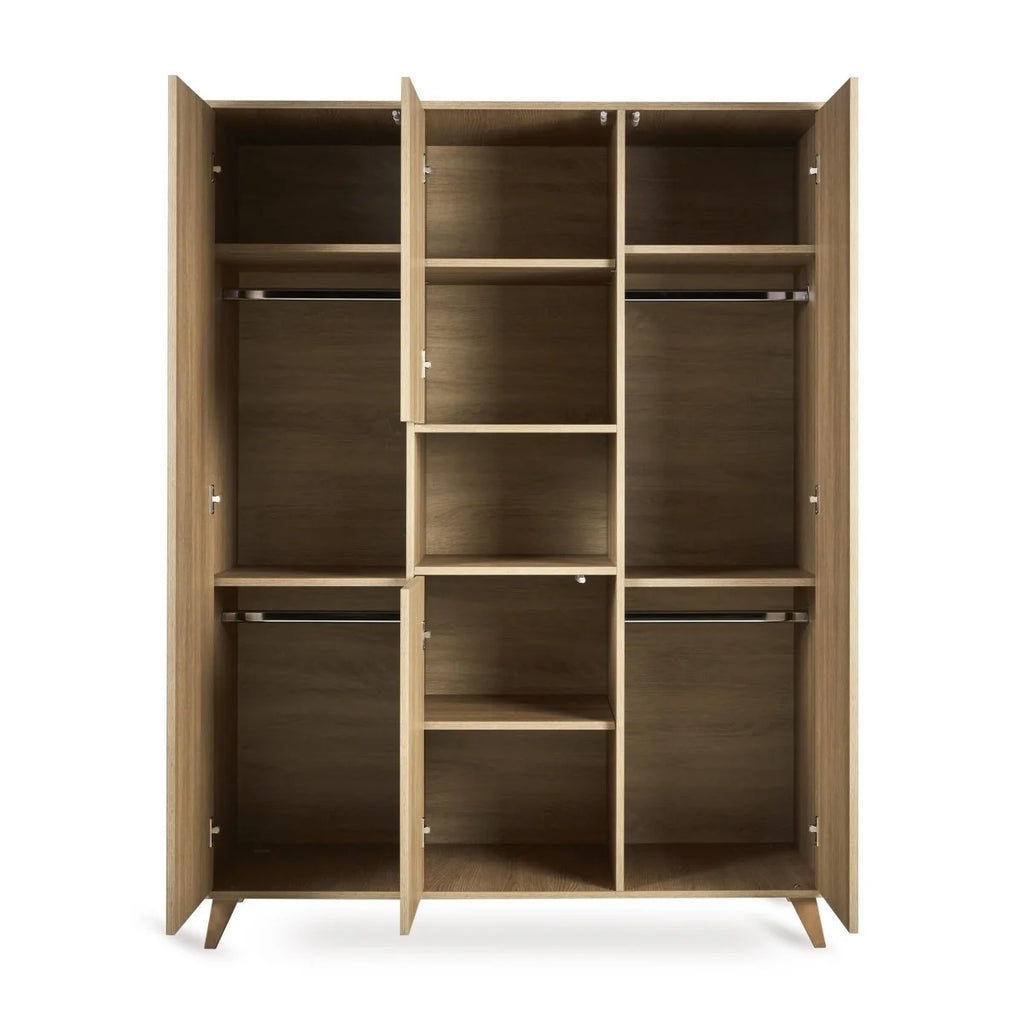 Grande armoire enfant frêne miel 4 portes avec rangement modulable