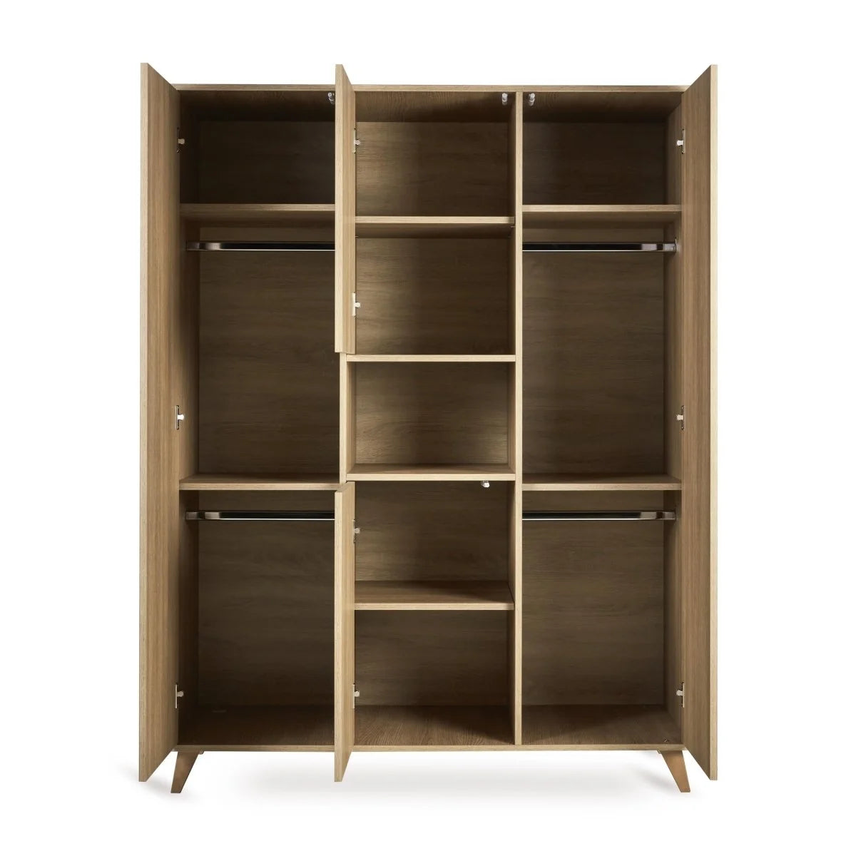 Grande armoire enfant frêne miel 4 portes avec rangement modulable