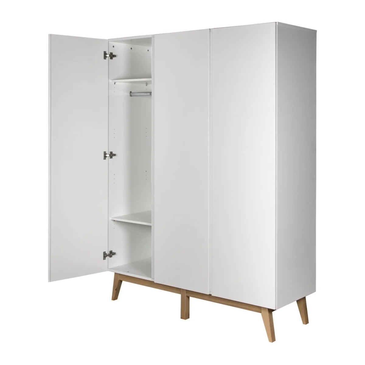 Grande armoire enfant blanche 3 portes avec penderies et étagères