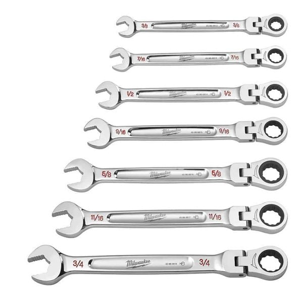 14-Piece Flex Head Ratcheting Combination Wrench Set SAE Metric, 144-Position Reversible Ratchet Wrenches