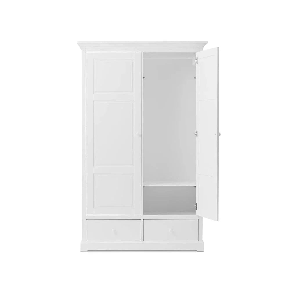 Armoire 2 portes avec penderie, tiroirs et étagères réglables