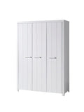 Armoire enfant blanche 3 portes avec 6 étagères et tringle