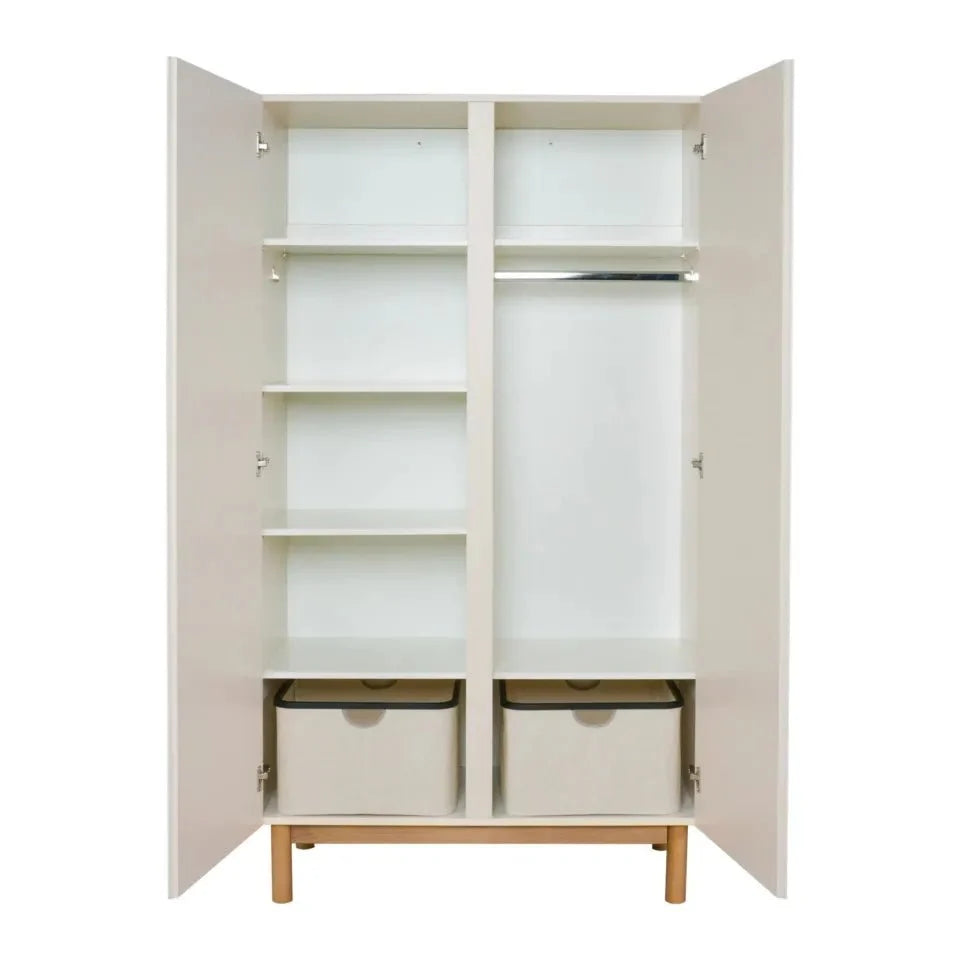 Armoire enfant argile 2 portes avec étagères et penderie