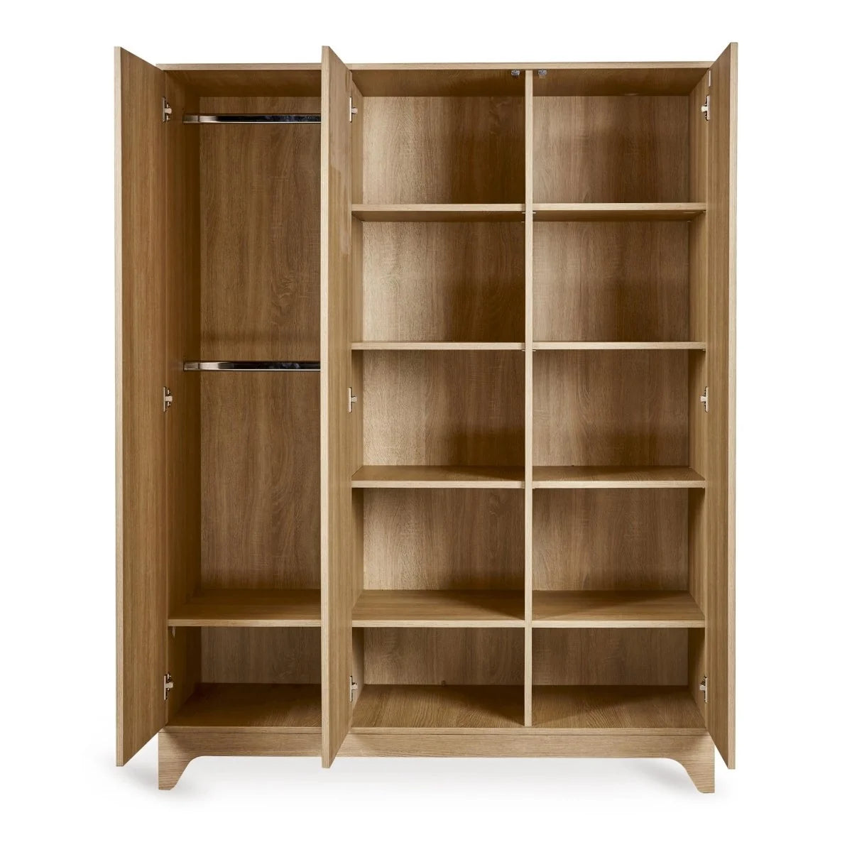 Grande armoire enfant Honey Ash 3 portes avec penderies et étagères réglables