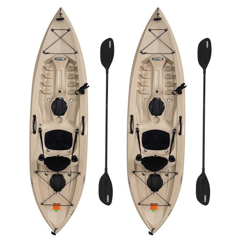 10 ft Fishing Kayak - Sit On Top Angler Kayak with Padded Seat, Rod Holders & Storage Hatches