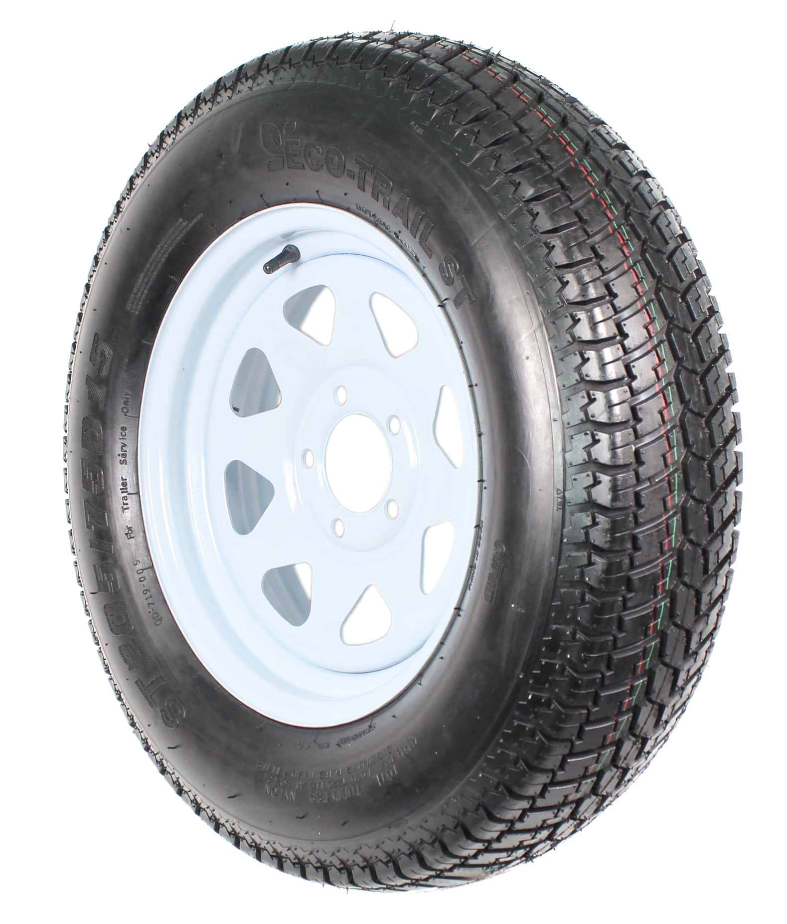 2-Pack ST205/75D15 Trailer Tires with 15-Inch White Spoke Rims, Load Range C, 5-Lug Wheel