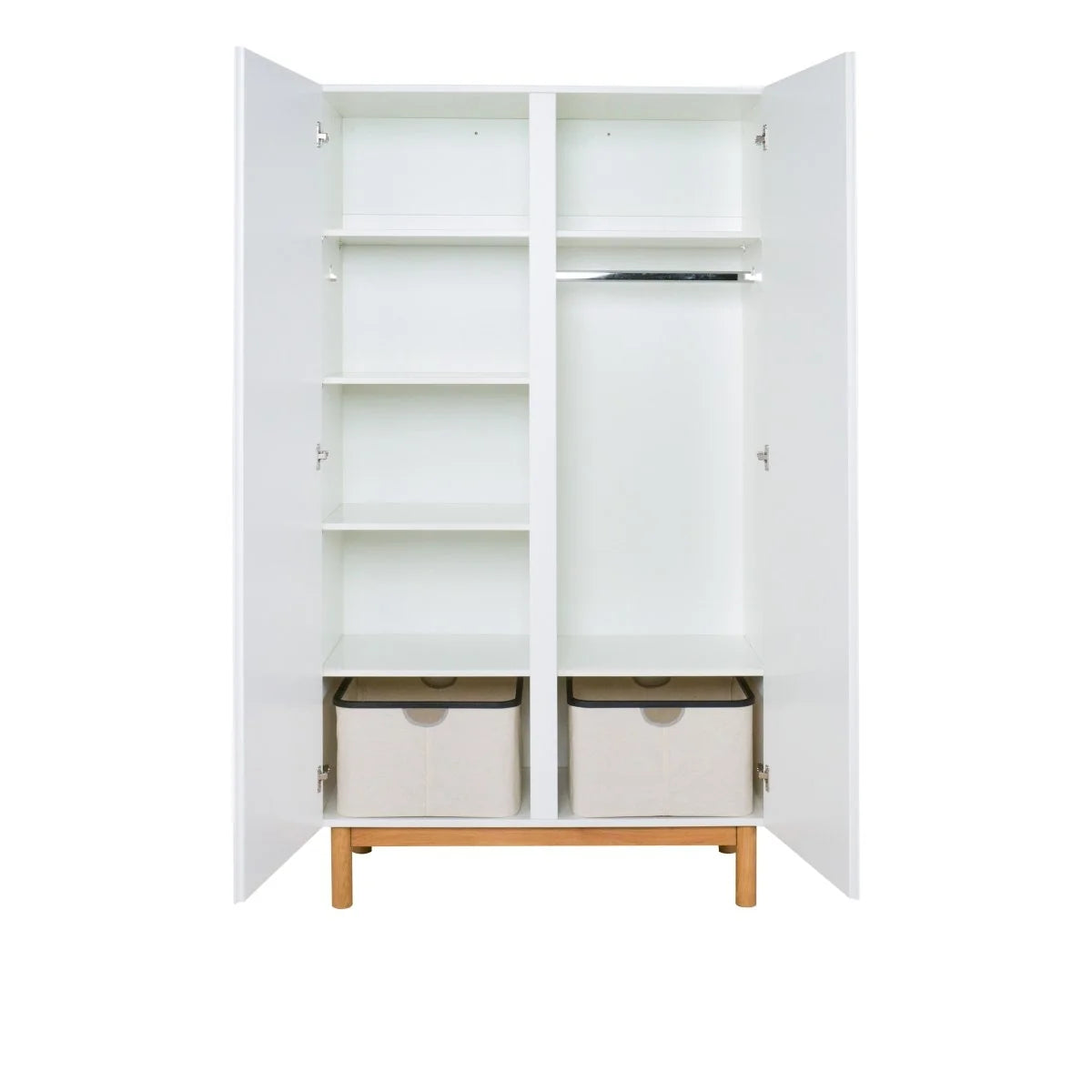 Armoire enfant blanche avec penderie et étagères