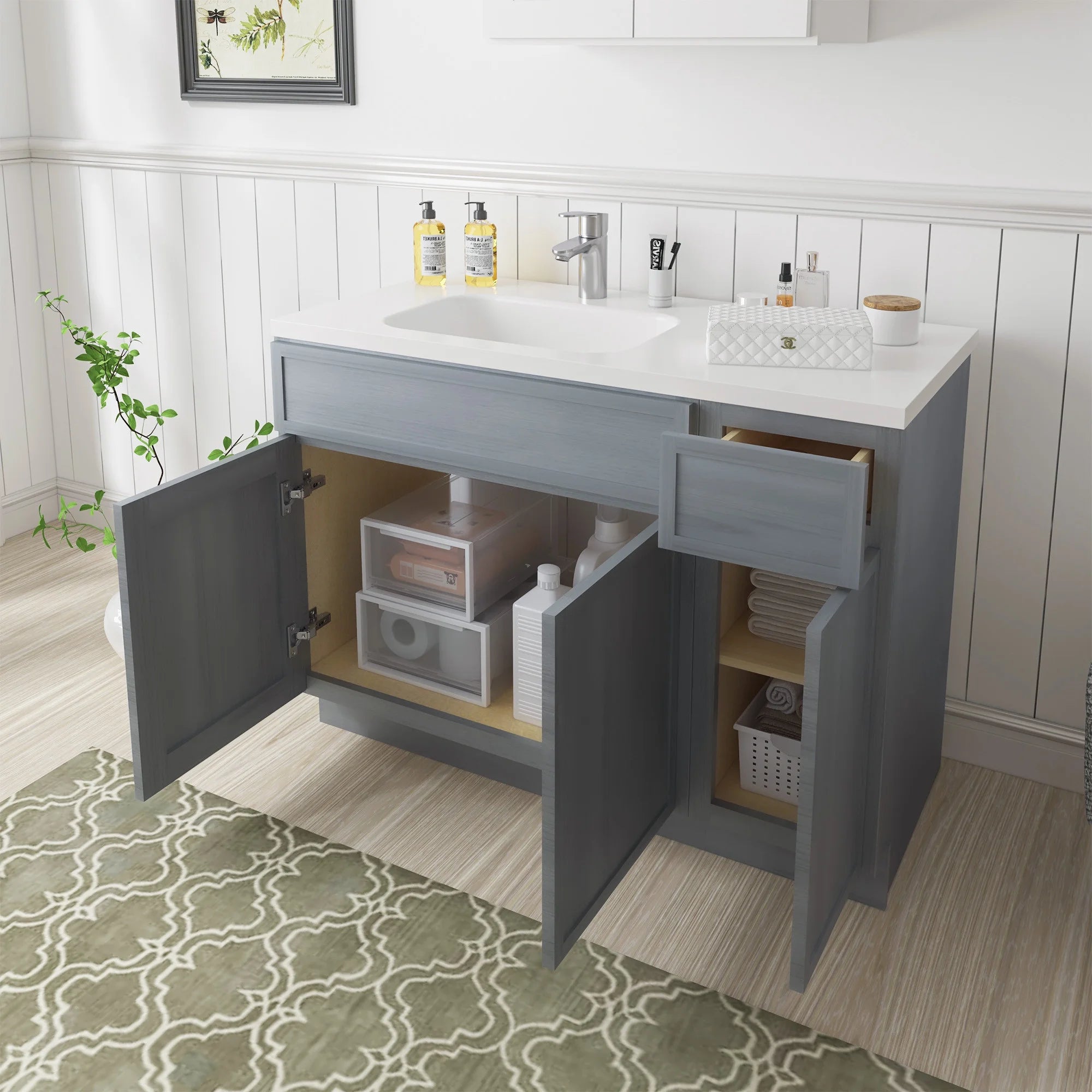 45 in. W x 21 in. D x 32.5 in. H Bath Vanity Cabinet without Top in Brown
