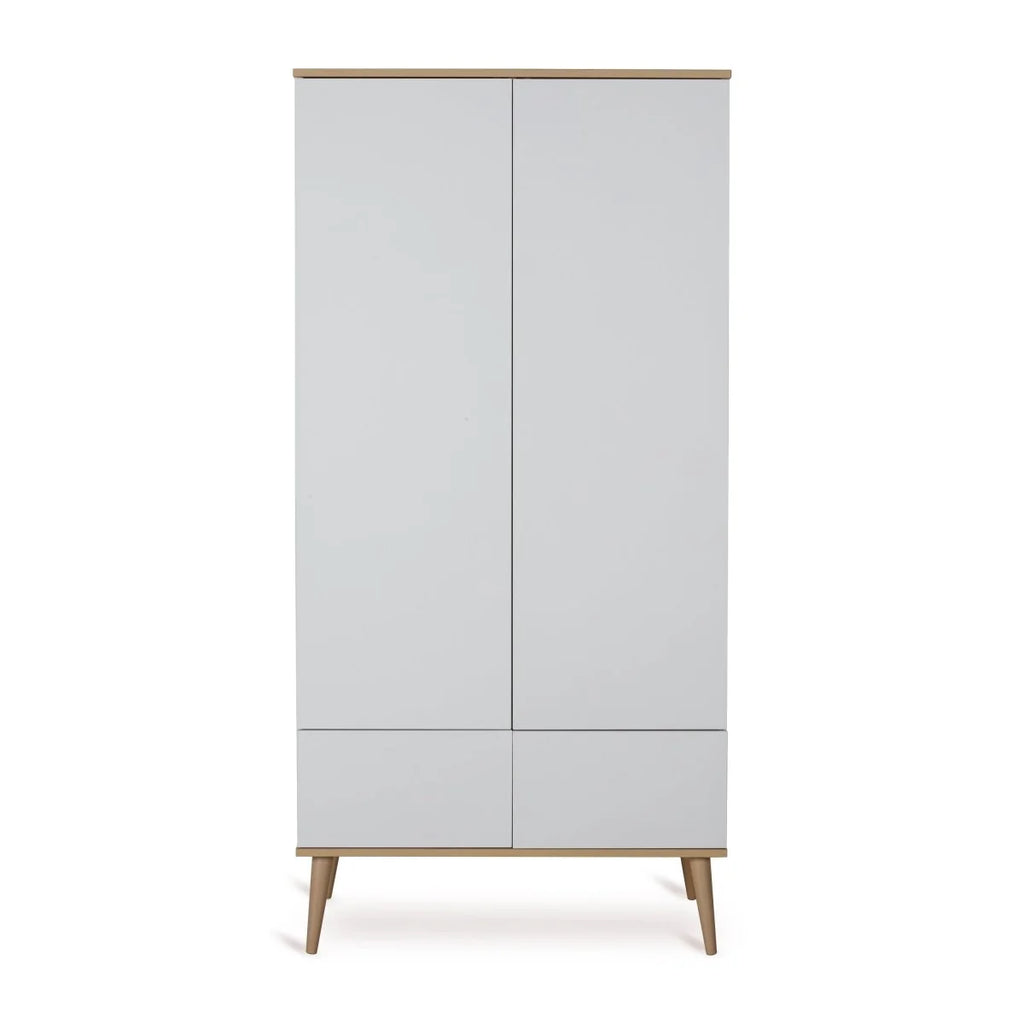 Armoire enfant blanche 2 portes avec 2 tiroirs et penderie