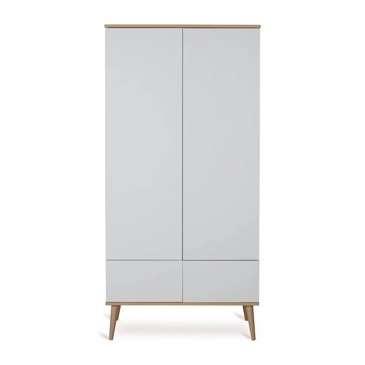 Armoire enfant blanche 2 portes avec 2 tiroirs et penderie
