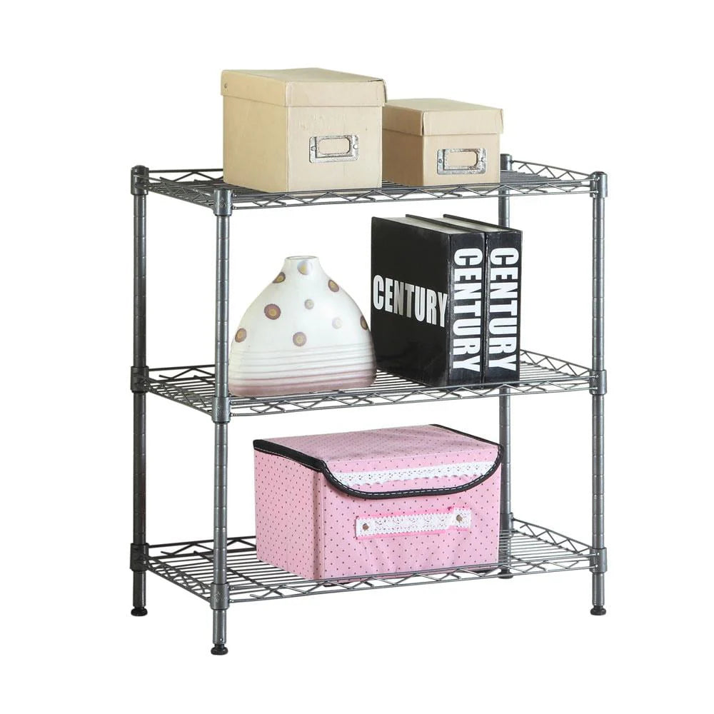 Winado 23'' x 13'' x 31'' Microwave Bakers Storage Wire Rack with 3-Shelf, Black