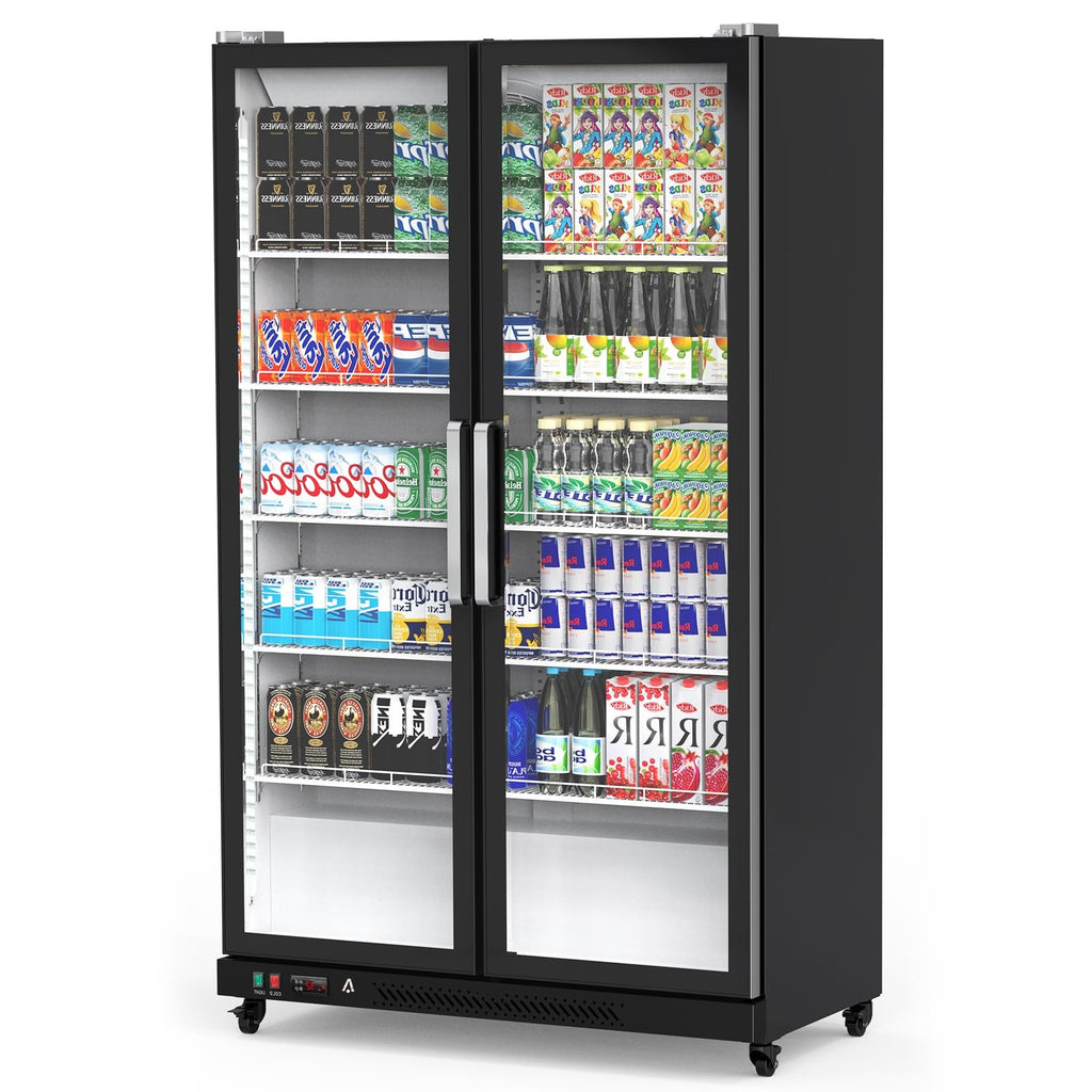 39 Cu Ft Freezer Refrigerator - Black 2 Door with Adjustable Shelves and Automatic Defrost