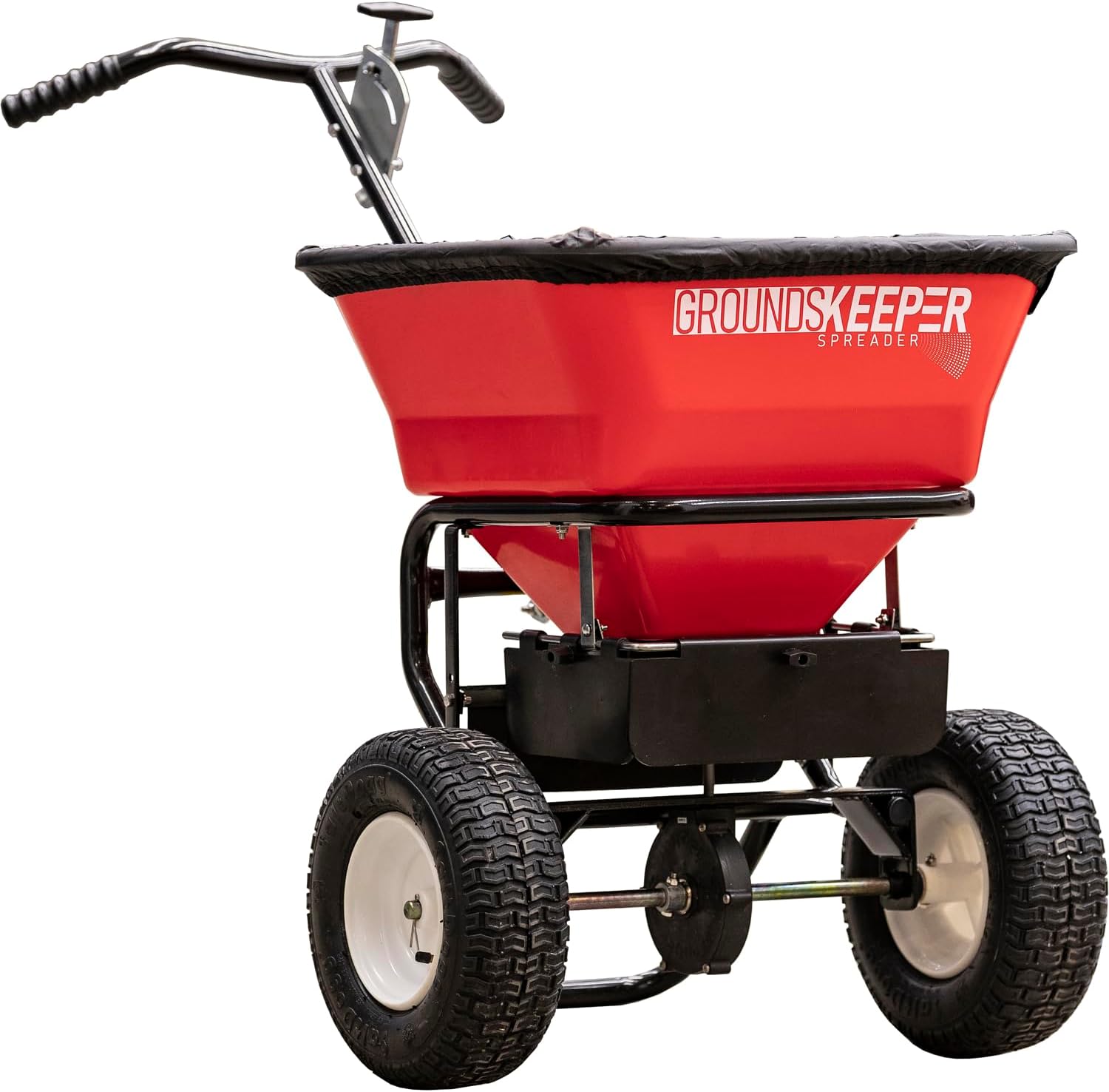 100 lb Walk Behind Push Spreader - Multi Purpose Fertilizer Seed Salt & De-Icer Spreader