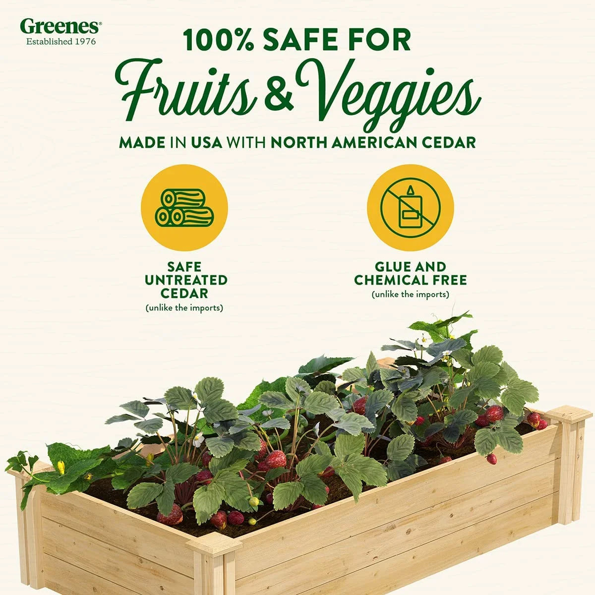 Original Cedar Raised Garden Bed, 2' x 4' x 10.5" - Made in with North Cedar