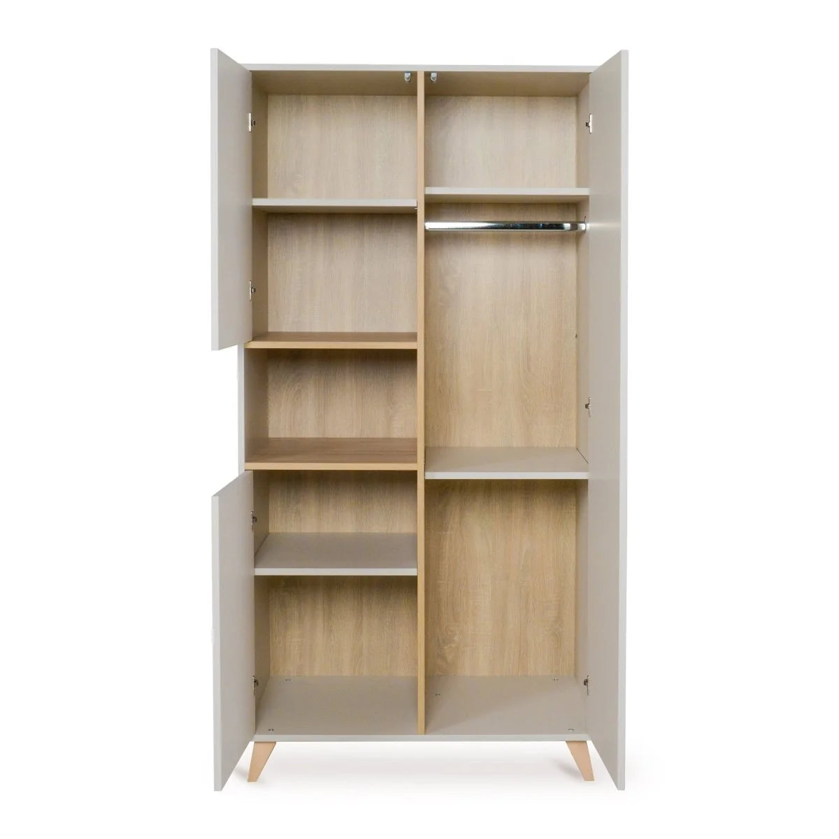 Armoire enfant argile 3 portes avec penderies et étagères réglables