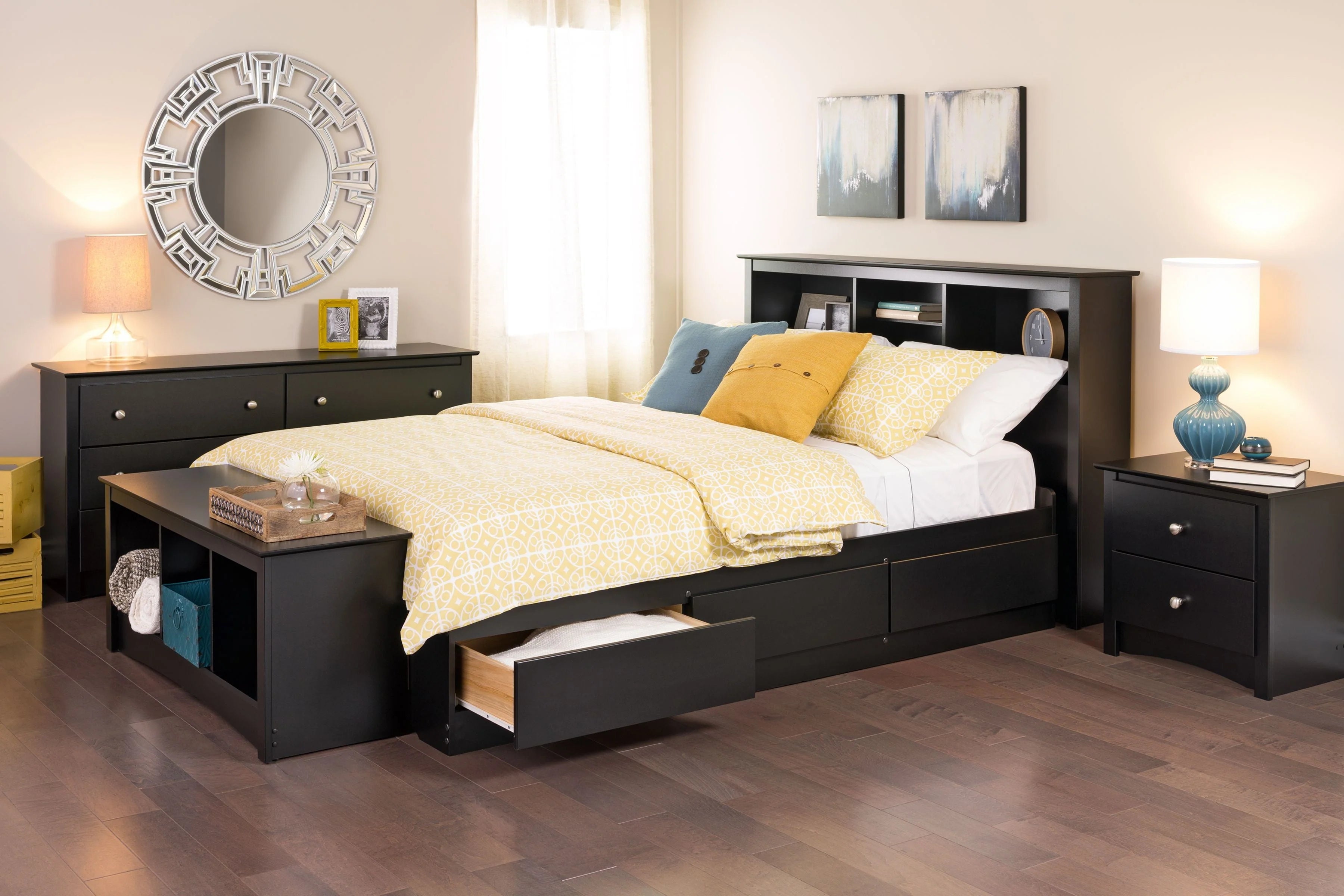 Prepac Sonoma 6 Drawer Wooden Double Dresser, 16" x 59" x 29", Black