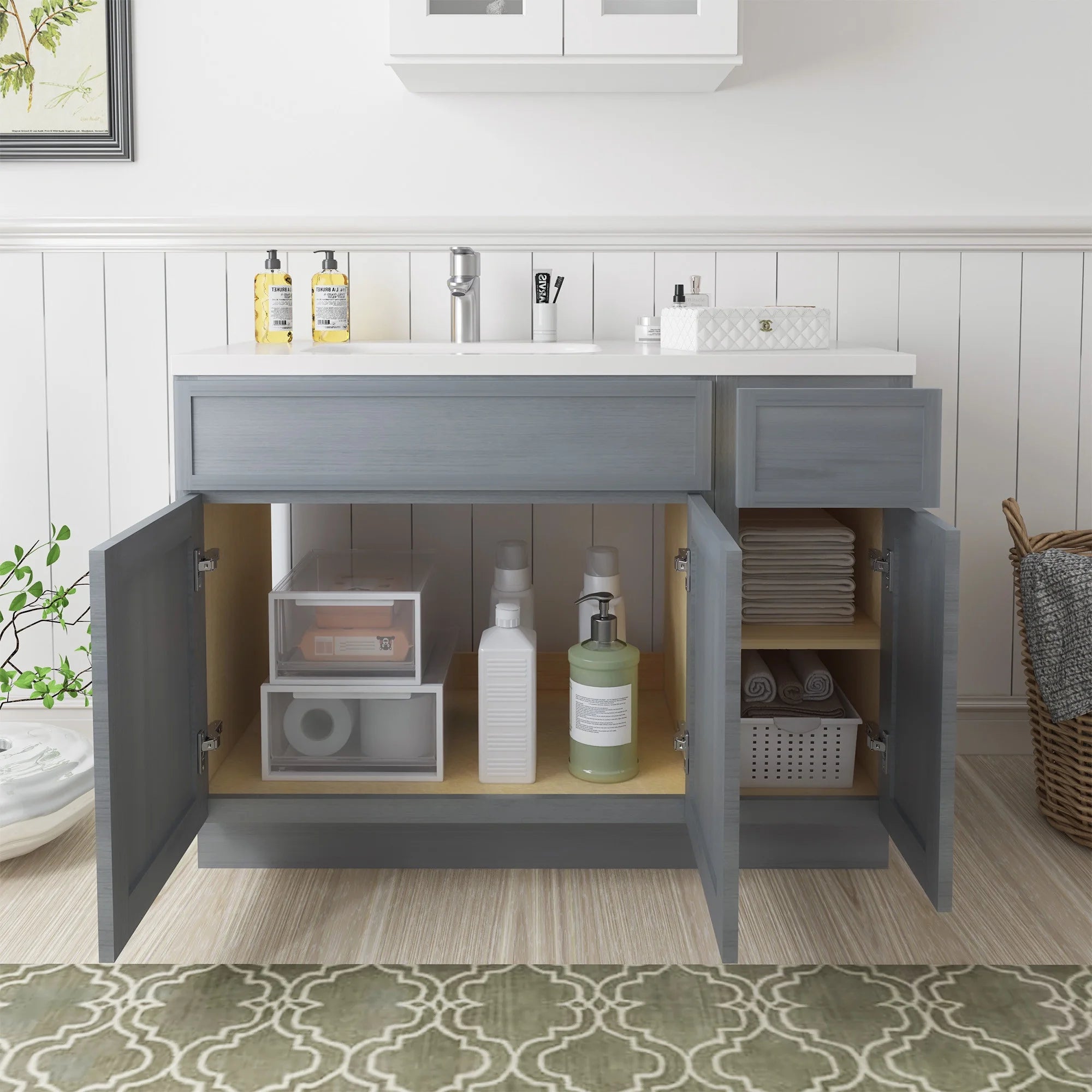 45 in. W x 21 in. D x 32.5 in. H Bath Vanity Cabinet without Top in Brown