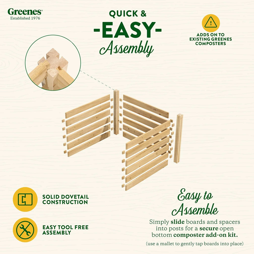 Greenes Fence Cedar Wood Composter Add-On Kit 36" x 36" x 31", 173.92 gal
